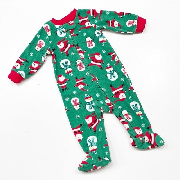 Carter's Christmas print fleece baby footie - Picture 1 of 3